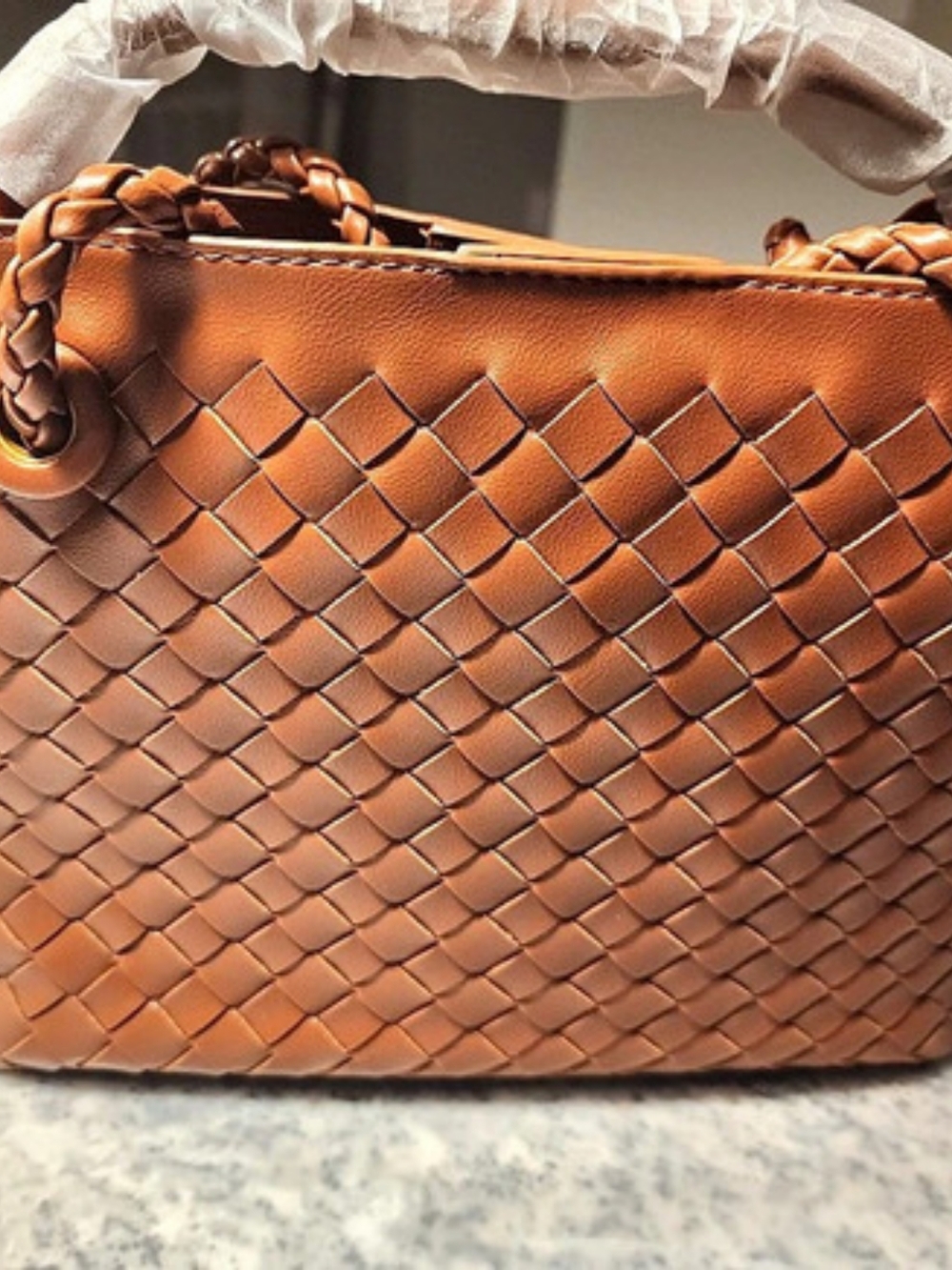 Woven Tote in Brown Like New